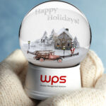 Woman holding empty snow globe on color background, closeup